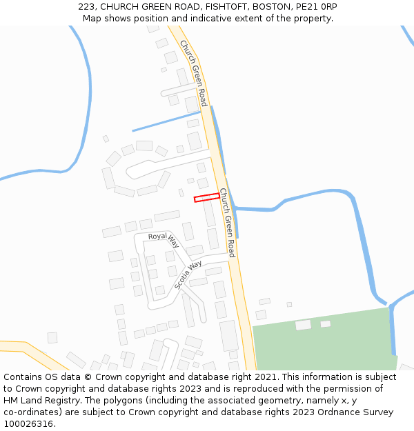 223, CHURCH GREEN ROAD, FISHTOFT, BOSTON, PE21 0RP: Location map and indicative extent of plot