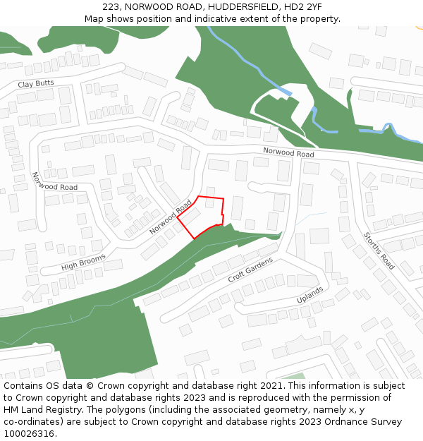 223, NORWOOD ROAD, HUDDERSFIELD, HD2 2YF: Location map and indicative extent of plot
