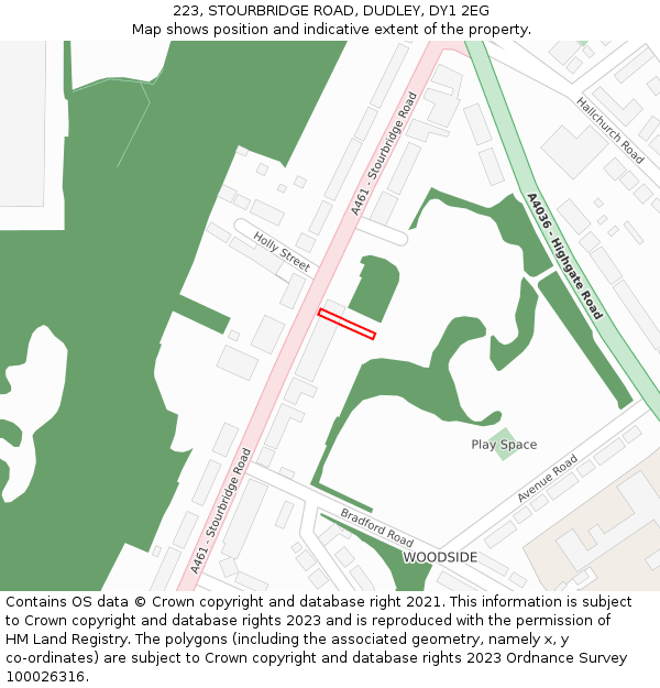 223, STOURBRIDGE ROAD, DUDLEY, DY1 2EG: Location map and indicative extent of plot