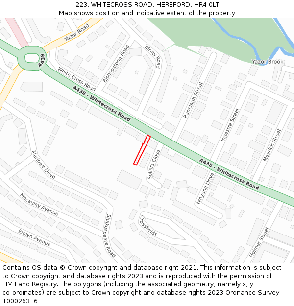 223, WHITECROSS ROAD, HEREFORD, HR4 0LT: Location map and indicative extent of plot