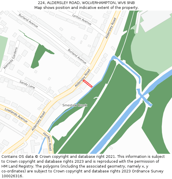 224, ALDERSLEY ROAD, WOLVERHAMPTON, WV6 9NB: Location map and indicative extent of plot