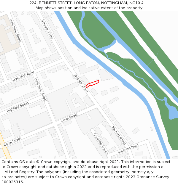 224, BENNETT STREET, LONG EATON, NOTTINGHAM, NG10 4HH: Location map and indicative extent of plot