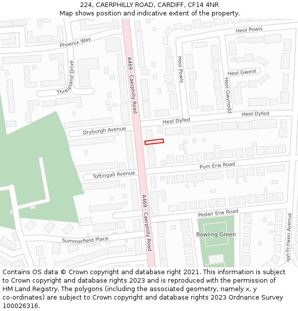 224, CAERPHILLY ROAD, CARDIFF, CF14 4NR: Location map and indicative extent of plot