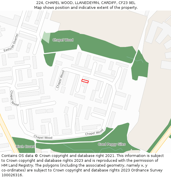 224, CHAPEL WOOD, LLANEDEYRN, CARDIFF, CF23 9EL: Location map and indicative extent of plot