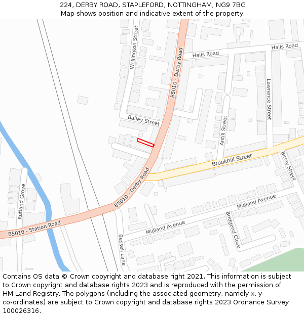 224, DERBY ROAD, STAPLEFORD, NOTTINGHAM, NG9 7BG: Location map and indicative extent of plot