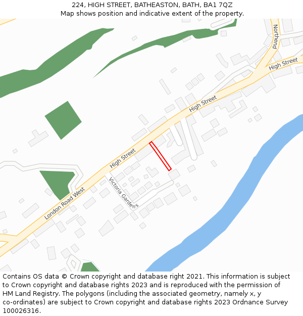 224, HIGH STREET, BATHEASTON, BATH, BA1 7QZ: Location map and indicative extent of plot
