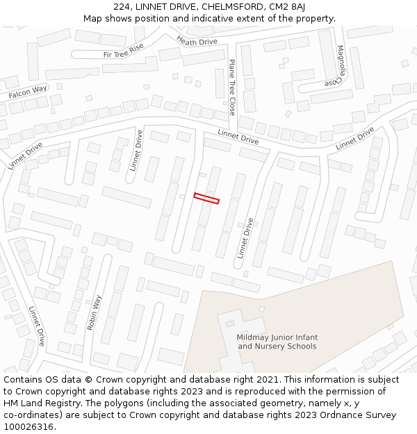 224, LINNET DRIVE, CHELMSFORD, CM2 8AJ: Location map and indicative extent of plot