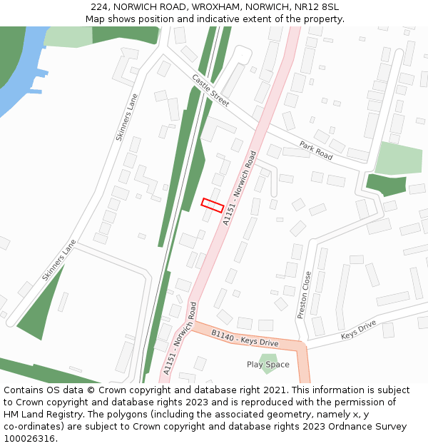 224, NORWICH ROAD, WROXHAM, NORWICH, NR12 8SL: Location map and indicative extent of plot