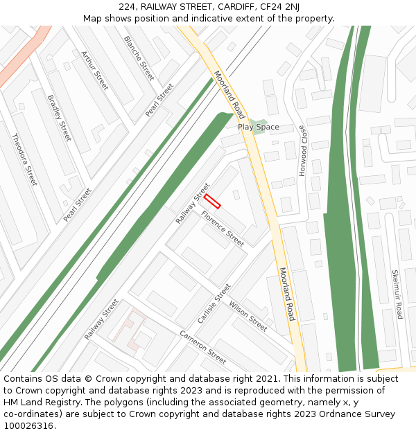 224, RAILWAY STREET, CARDIFF, CF24 2NJ: Location map and indicative extent of plot