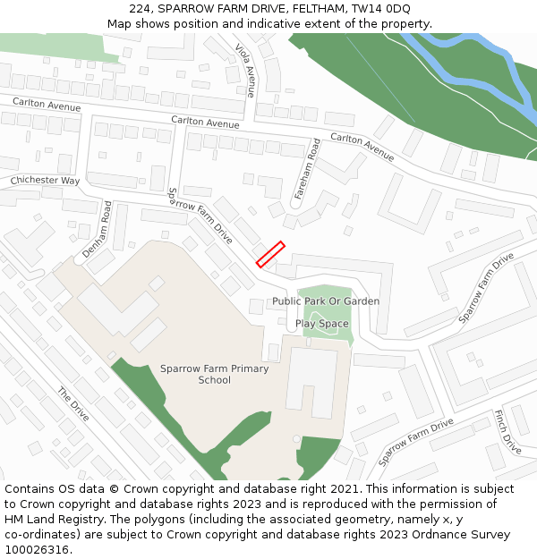 224, SPARROW FARM DRIVE, FELTHAM, TW14 0DQ: Location map and indicative extent of plot