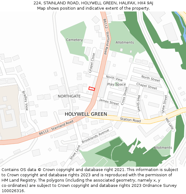 224, STAINLAND ROAD, HOLYWELL GREEN, HALIFAX, HX4 9AJ: Location map and indicative extent of plot