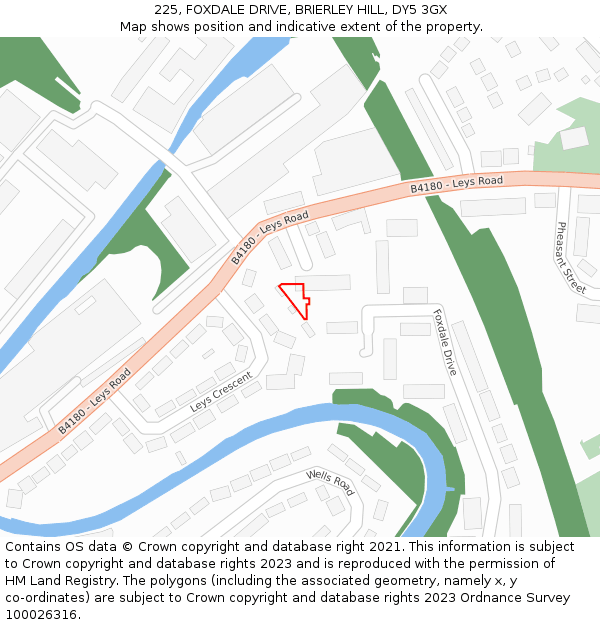 225, FOXDALE DRIVE, BRIERLEY HILL, DY5 3GX: Location map and indicative extent of plot