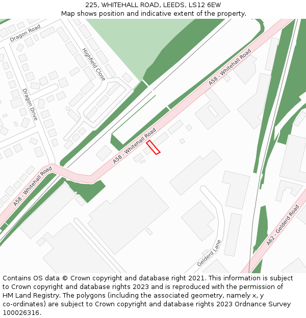 225, WHITEHALL ROAD, LEEDS, LS12 6EW: Location map and indicative extent of plot