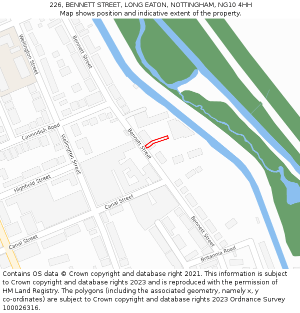 226, BENNETT STREET, LONG EATON, NOTTINGHAM, NG10 4HH: Location map and indicative extent of plot
