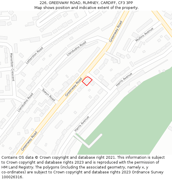 226, GREENWAY ROAD, RUMNEY, CARDIFF, CF3 3PP: Location map and indicative extent of plot