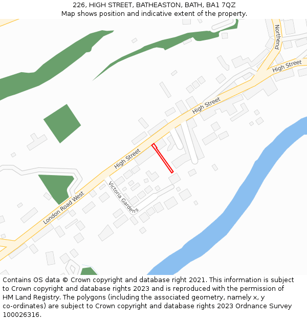 226, HIGH STREET, BATHEASTON, BATH, BA1 7QZ: Location map and indicative extent of plot