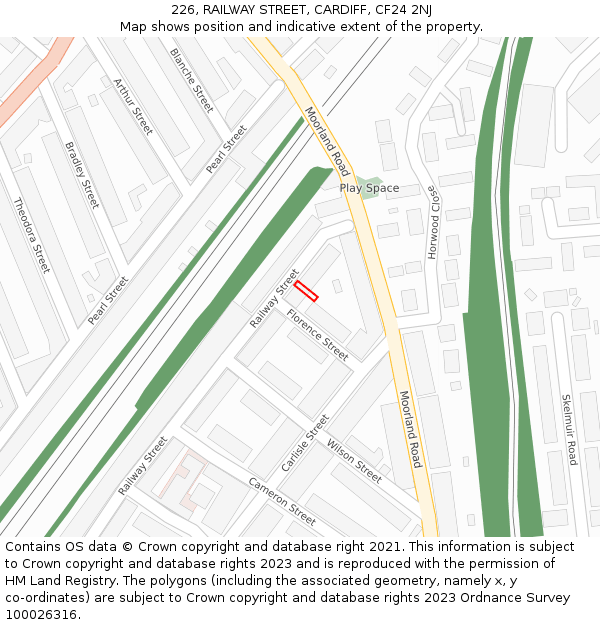 226, RAILWAY STREET, CARDIFF, CF24 2NJ: Location map and indicative extent of plot
