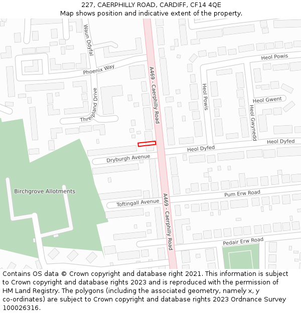 227, CAERPHILLY ROAD, CARDIFF, CF14 4QE: Location map and indicative extent of plot