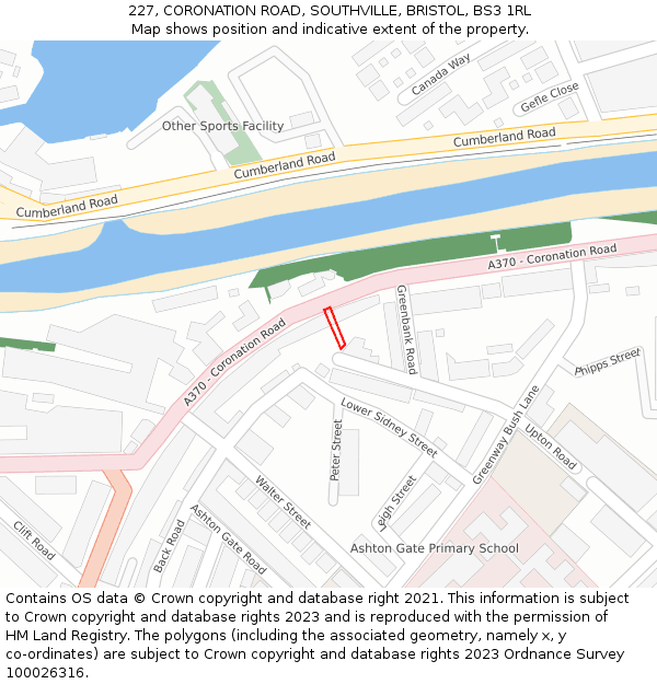 227, CORONATION ROAD, SOUTHVILLE, BRISTOL, BS3 1RL: Location map and indicative extent of plot