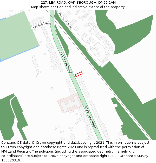 227, LEA ROAD, GAINSBOROUGH, DN21 1AN: Location map and indicative extent of plot
