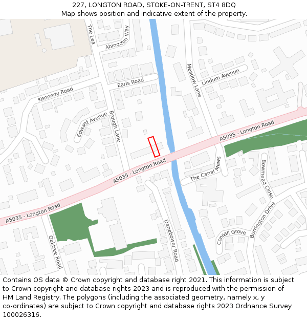 227, LONGTON ROAD, STOKE-ON-TRENT, ST4 8DQ: Location map and indicative extent of plot