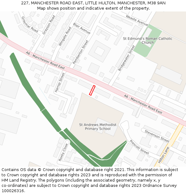 227, MANCHESTER ROAD EAST, LITTLE HULTON, MANCHESTER, M38 9AN: Location map and indicative extent of plot