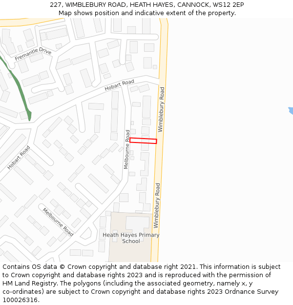 227, WIMBLEBURY ROAD, HEATH HAYES, CANNOCK, WS12 2EP: Location map and indicative extent of plot