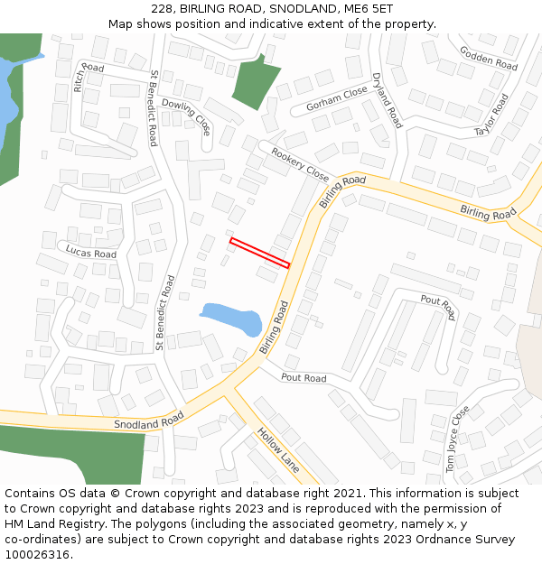 228, BIRLING ROAD, SNODLAND, ME6 5ET: Location map and indicative extent of plot