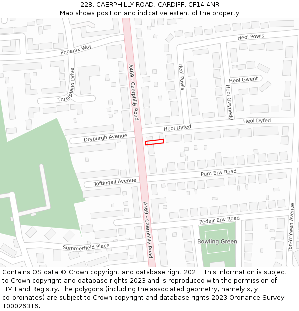 228, CAERPHILLY ROAD, CARDIFF, CF14 4NR: Location map and indicative extent of plot