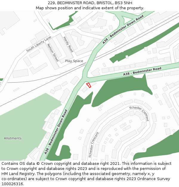 229, BEDMINSTER ROAD, BRISTOL, BS3 5NH: Location map and indicative extent of plot