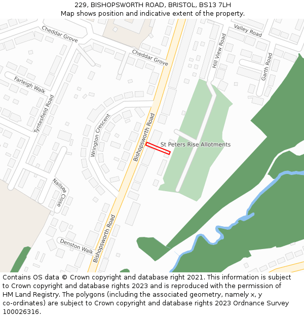 229, BISHOPSWORTH ROAD, BRISTOL, BS13 7LH: Location map and indicative extent of plot
