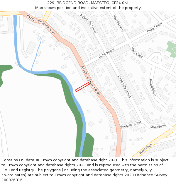229, BRIDGEND ROAD, MAESTEG, CF34 0NL: Location map and indicative extent of plot