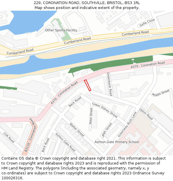 229, CORONATION ROAD, SOUTHVILLE, BRISTOL, BS3 1RL: Location map and indicative extent of plot