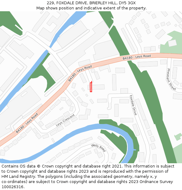 229, FOXDALE DRIVE, BRIERLEY HILL, DY5 3GX: Location map and indicative extent of plot