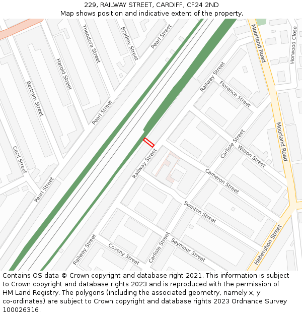 229, RAILWAY STREET, CARDIFF, CF24 2ND: Location map and indicative extent of plot
