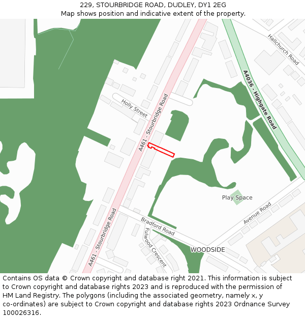 229, STOURBRIDGE ROAD, DUDLEY, DY1 2EG: Location map and indicative extent of plot