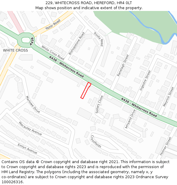 229, WHITECROSS ROAD, HEREFORD, HR4 0LT: Location map and indicative extent of plot