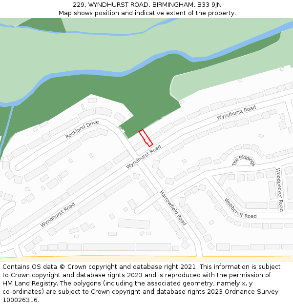 229, WYNDHURST ROAD, BIRMINGHAM, B33 9JN: Location map and indicative extent of plot