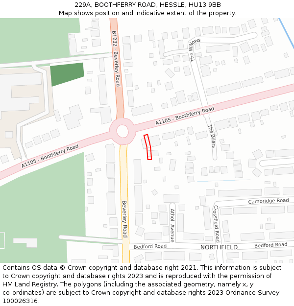 229A, BOOTHFERRY ROAD, HESSLE, HU13 9BB: Location map and indicative extent of plot
