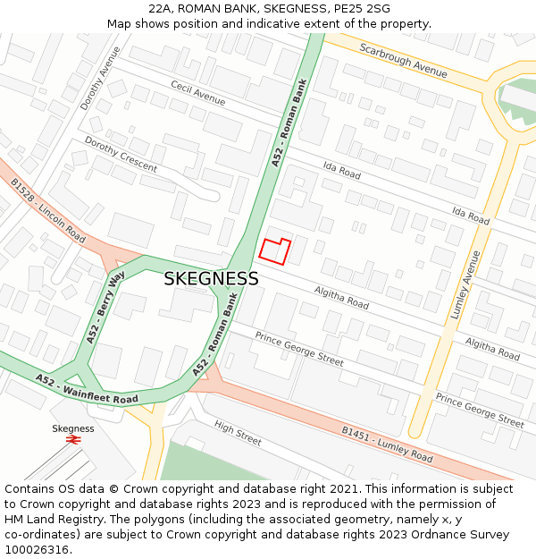22A, ROMAN BANK, SKEGNESS, PE25 2SG: Location map and indicative extent of plot