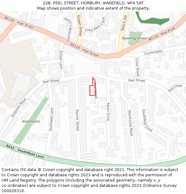 22B, PEEL STREET, HORBURY, WAKEFIELD, WF4 5AT: Location map and indicative extent of plot