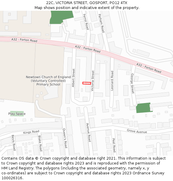 22C, VICTORIA STREET, GOSPORT, PO12 4TX: Location map and indicative extent of plot