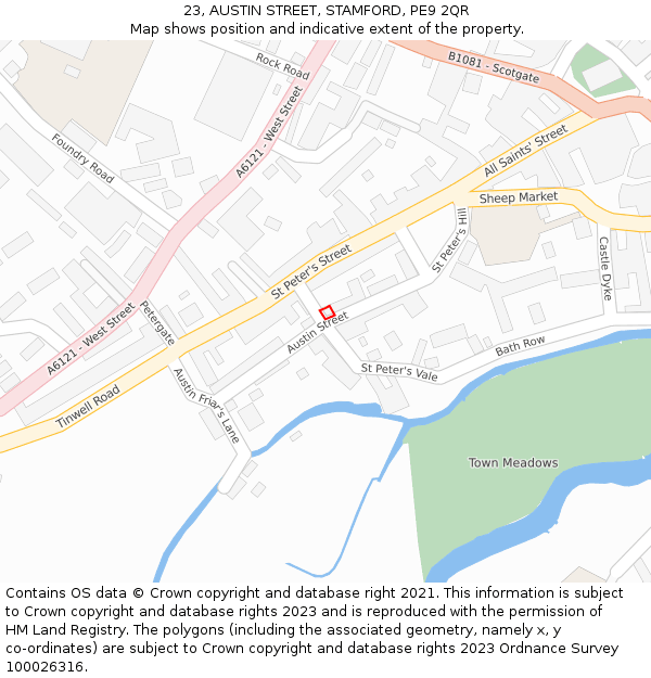 23, AUSTIN STREET, STAMFORD, PE9 2QR: Location map and indicative extent of plot