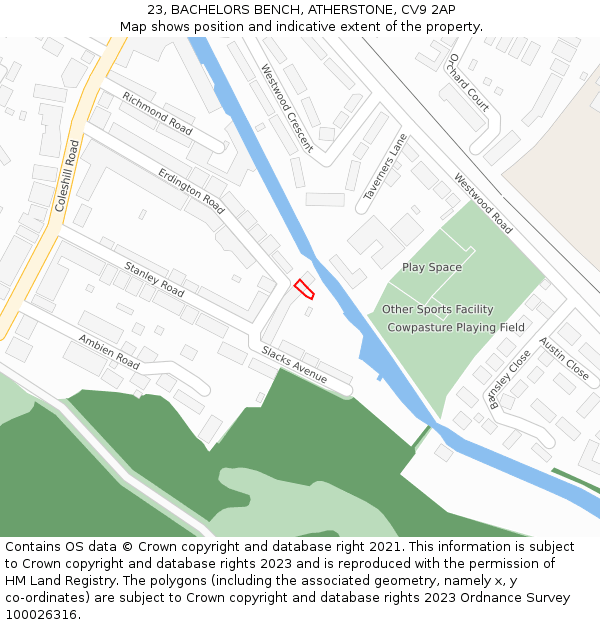 23, BACHELORS BENCH, ATHERSTONE, CV9 2AP: Location map and indicative extent of plot