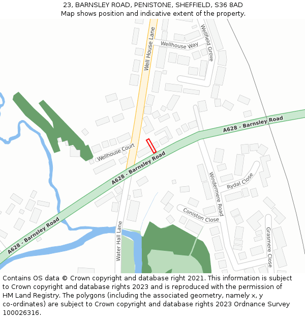 23, BARNSLEY ROAD, PENISTONE, SHEFFIELD, S36 8AD: Location map and indicative extent of plot