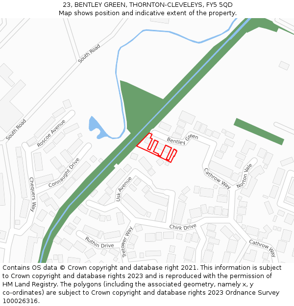 23, BENTLEY GREEN, THORNTON-CLEVELEYS, FY5 5QD: Location map and indicative extent of plot