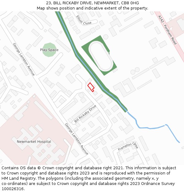 23, BILL RICKABY DRIVE, NEWMARKET, CB8 0HG: Location map and indicative extent of plot