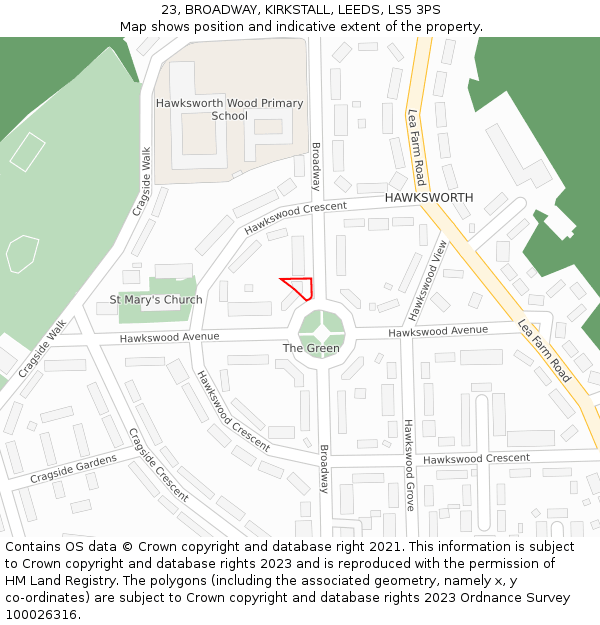 23, BROADWAY, KIRKSTALL, LEEDS, LS5 3PS: Location map and indicative extent of plot
