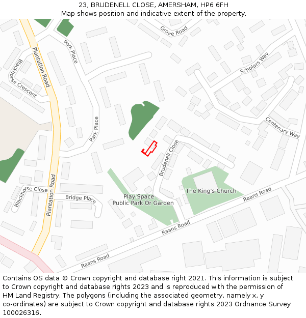 23, BRUDENELL CLOSE, AMERSHAM, HP6 6FH: Location map and indicative extent of plot
