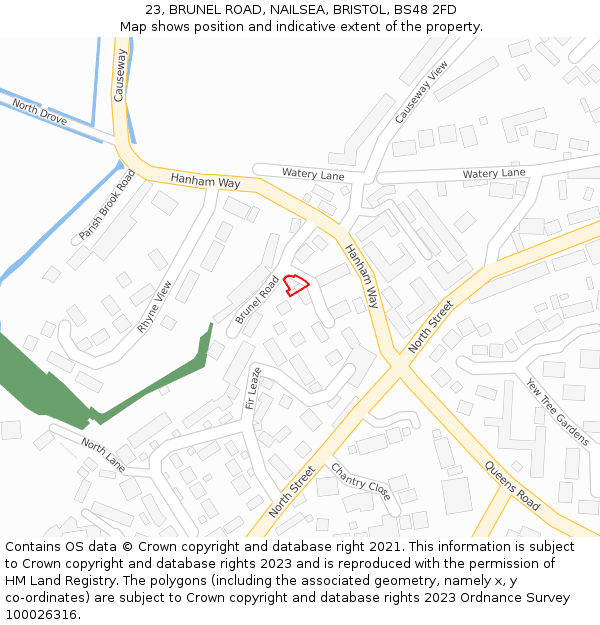 23, BRUNEL ROAD, NAILSEA, BRISTOL, BS48 2FD: Location map and indicative extent of plot